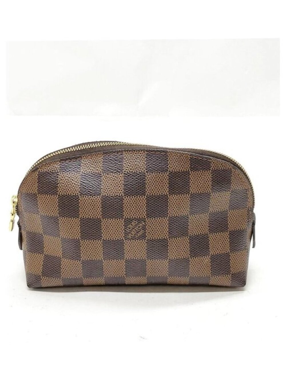 Authentic Louis Vuitton Cosmetic Pochette Damier Ebene Makeup Pouch Brown Canvas - Picture 2 of 16